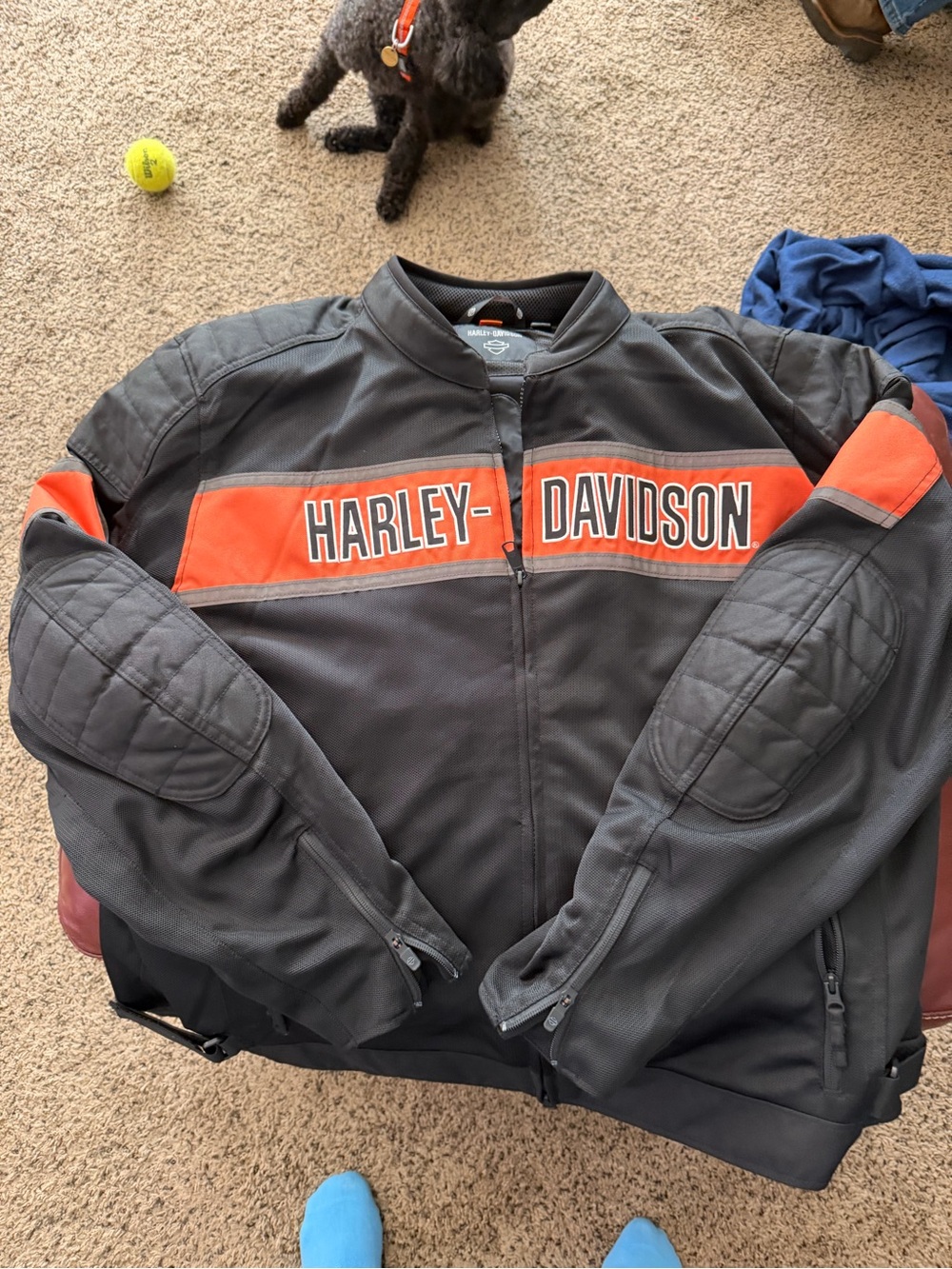 Harley-Davidson Black and Orange Lightweight Riding Jacket